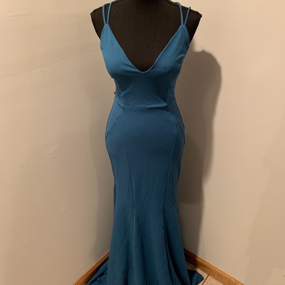 Windsor Open Back Mermaid Dress in Teal Medium NWT - Picture 2 of 8